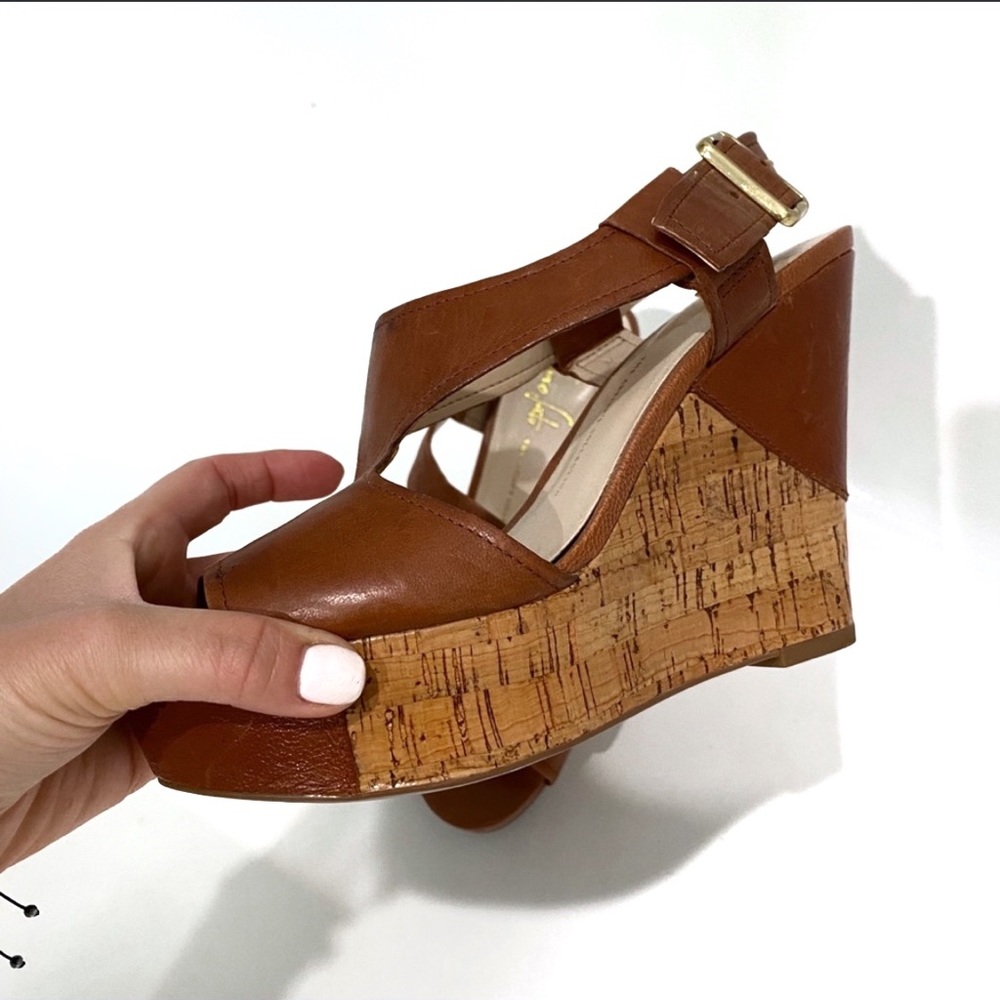 Franco Sarto Wedge Sandals Brown Size 7 - Picture 3 of 10